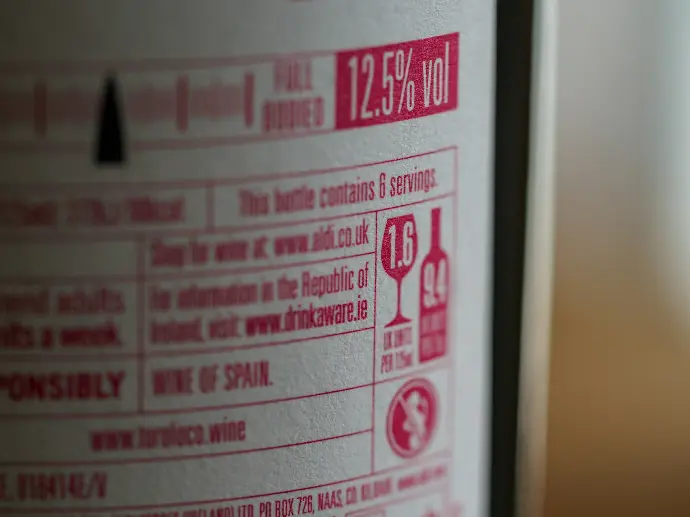a close up of a bottle of wine